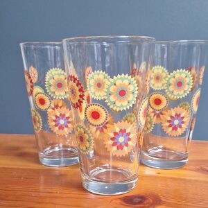 Mambo High Ball Glass Colorful Floral Patterned Glasses